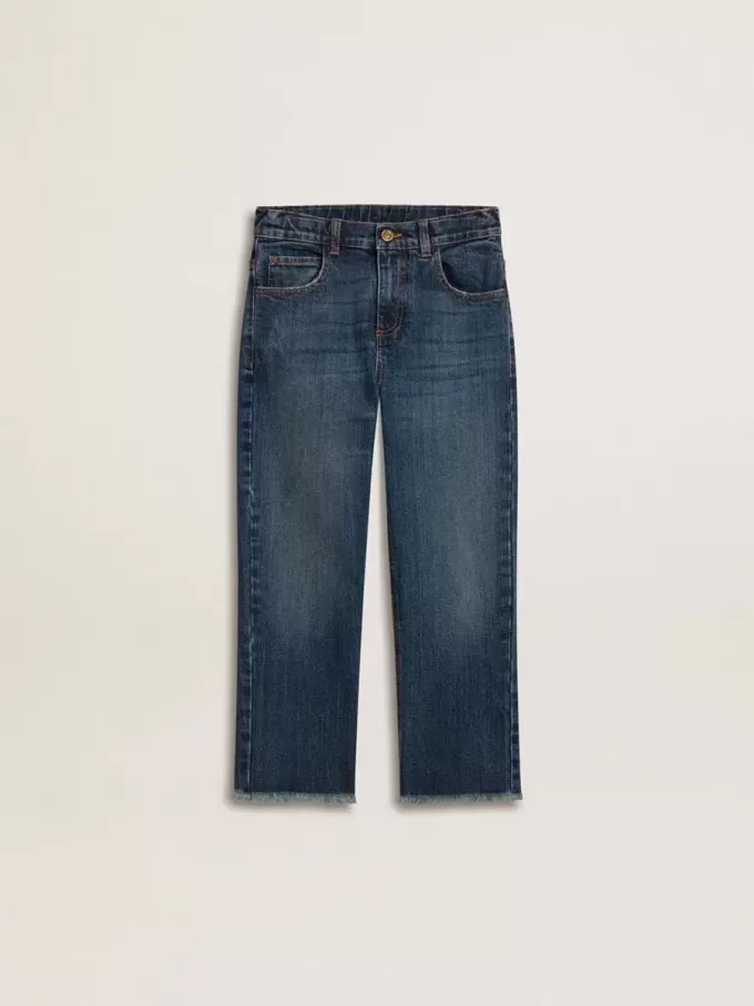 Jeans för pojkar med rå kant och broderi Jeans för pojkar med rå kant och broderi