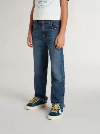 Jeans för pojkar med rå kant och broderi