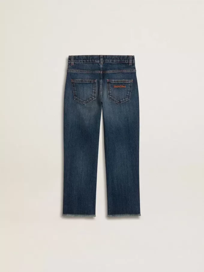 Jeans för pojkar med rå kant och broderi Jeans för pojkar med rå kant och broderi