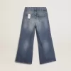 Jeans med vida ben i mellanblå bull denim Jeans med vida ben i mellanblå bull denim