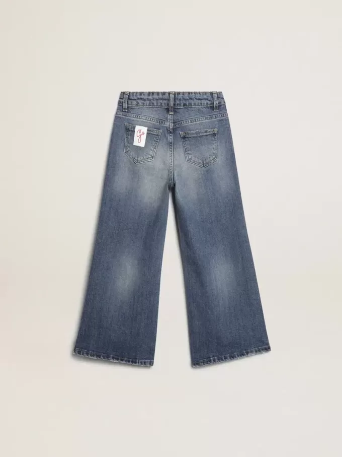 Jeans med vida ben i mellanblå bull denim Jeans med vida ben i mellanblå bull denim