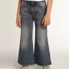 Jeans med vida ben i mellanblå bull denim Jeans med vida ben i mellanblå bull denim