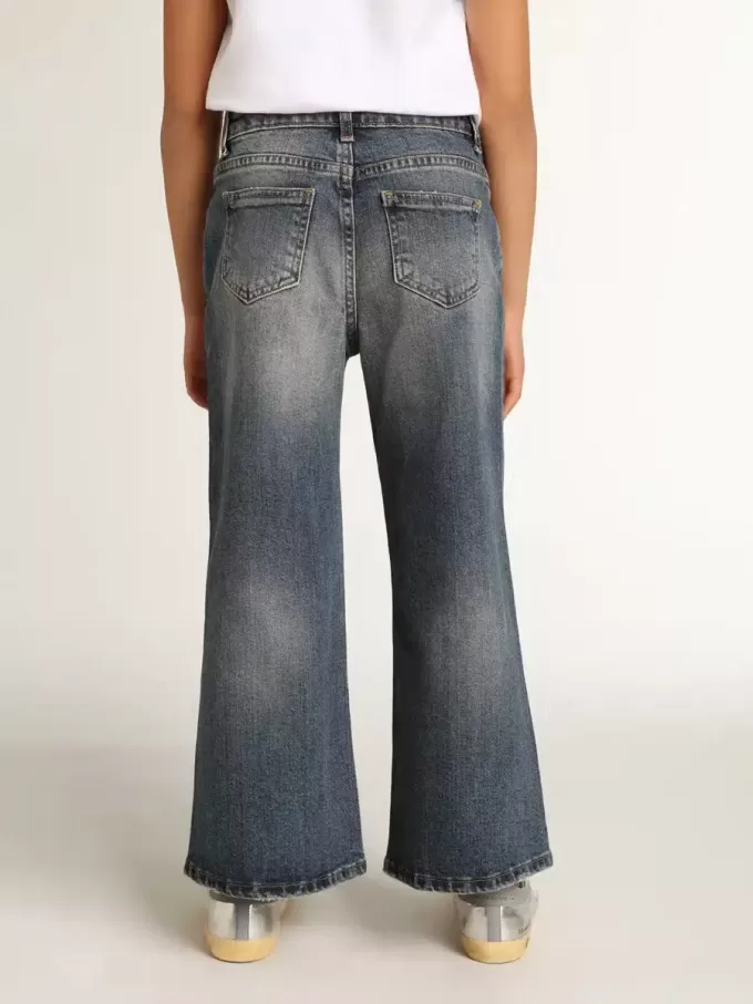 Jeans med vida ben i mellanblå bull denim Jeans med vida ben i mellanblå bull denim