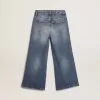 Jeans med vida ben i mellanblå bull denim Jeans med vida ben i mellanblå bull denim