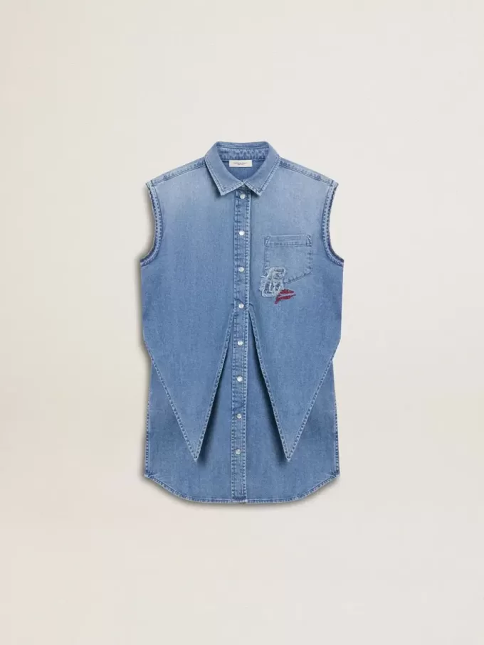 Jeanskjol för flickor med knut fram och broderi Jeanskjol för flickor med knut fram och broderi