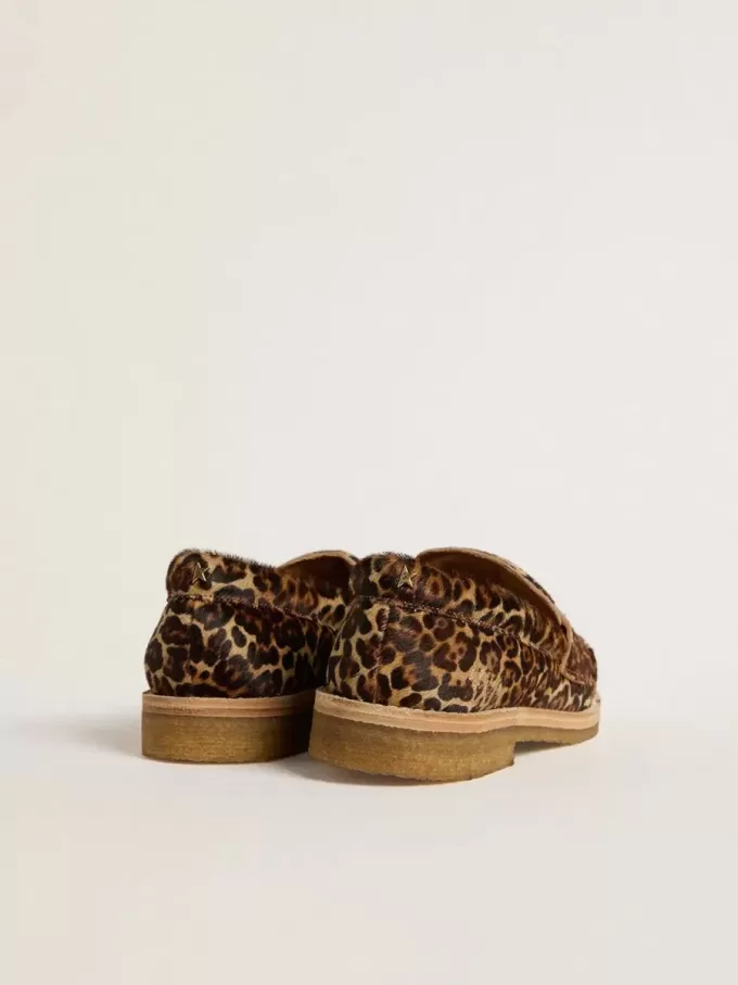 Jerry loafers för dam i ponnyhud med leopardmönster