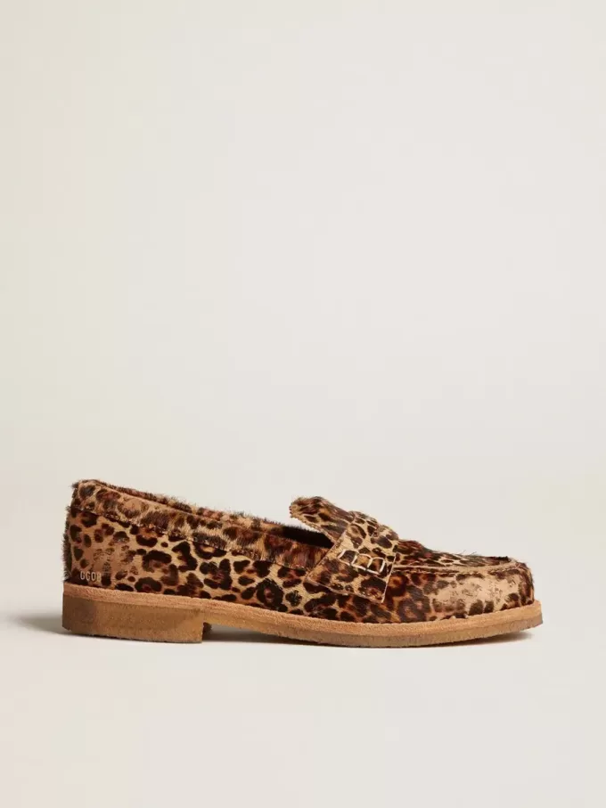 Jerry loafers för herr i ponnyhud med leopardmönster Jerry loafers för herr i ponnyhud med leopardmönster