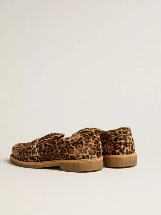 Jerry loafers för herr i ponnyhud med leopardmönster Jerry loafers för herr i ponnyhud med leopardmönster
