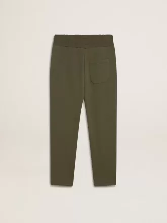 Joggingbyxor för pojkar i militärgrön färg med vita stjärnor
