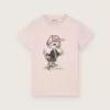 Journey T-shirt för flickor i rosa bomullsjersey med digitalt maskottryck Journey T-shirt för flickor i rosa bomullsjersey med digitalt maskottryck