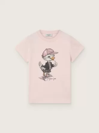 Journey T-shirt för flickor i rosa bomullsjersey med digitalt maskottryck