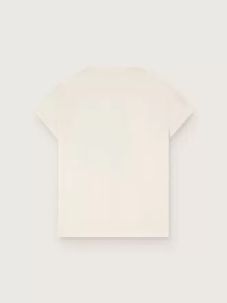 Journey T-shirt för flickor i vit bomullsjersey med digitalt tryck av maskoten och kristallapplikationer