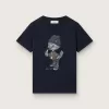 Journey T-shirt för pojkar i blå bomullsjersey med digitalt maskottryck