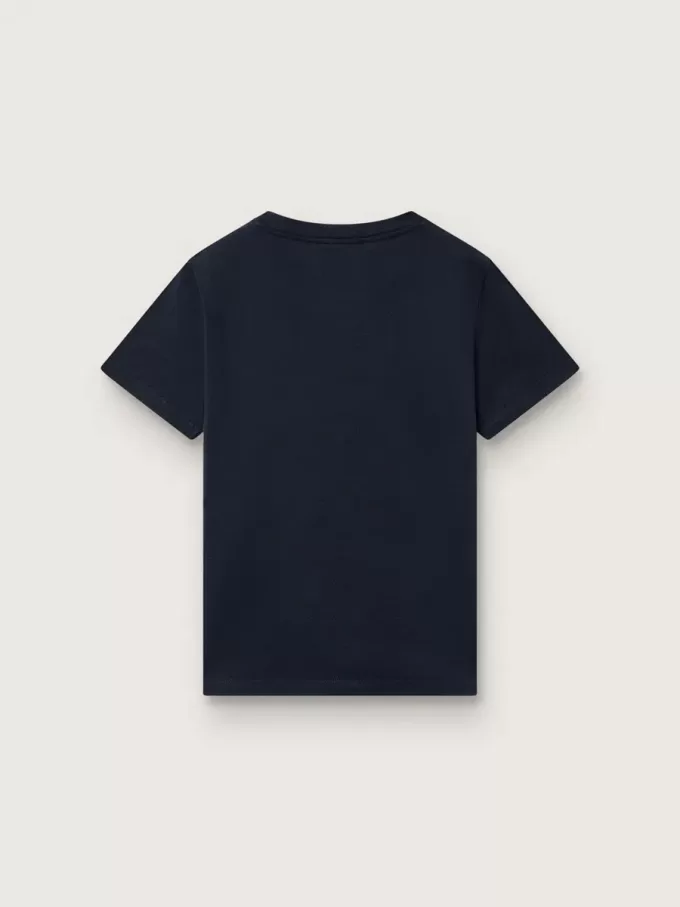 Journey T-shirt för pojkar i blå bomullsjersey med digitalt maskottryck