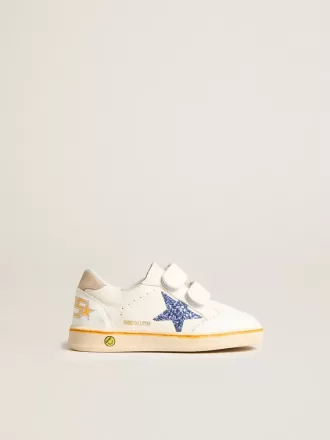Junior Ball Star med blå glitterstjärna och beige mockalås