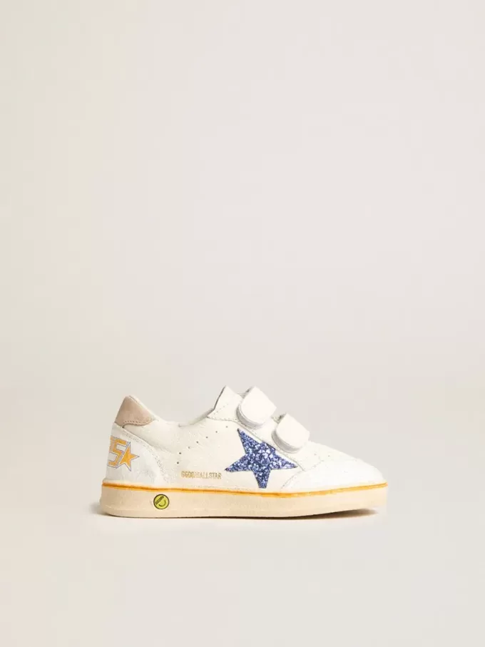Junior Ball Star med blå glitterstjärna och beige mockalås