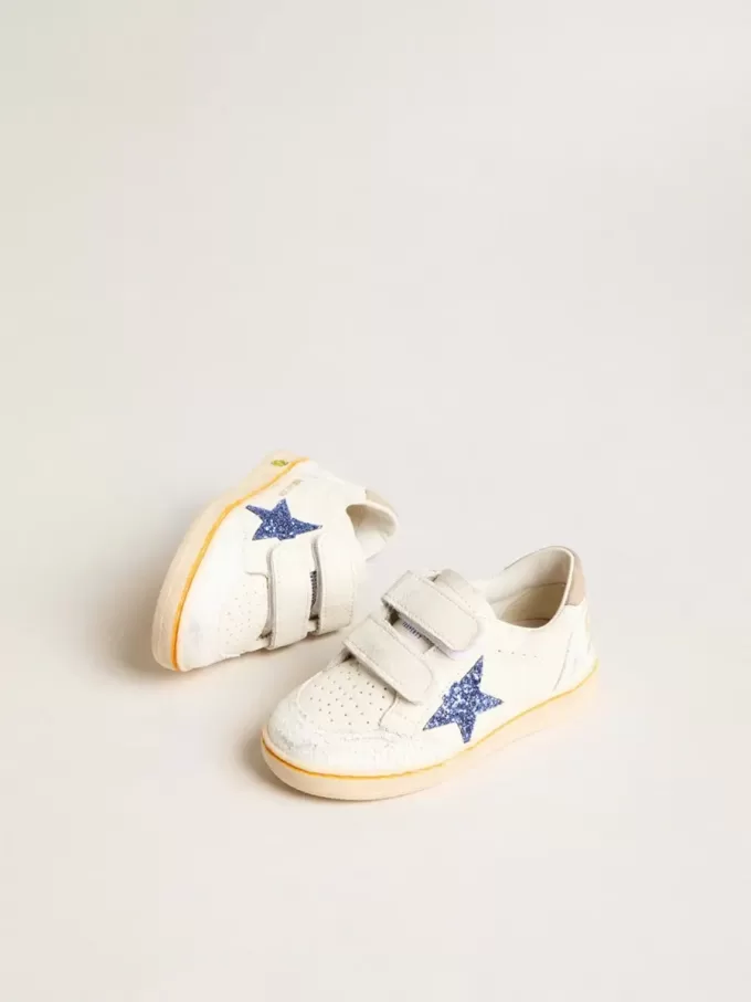 Junior Ball Star med blå glitterstjärna och beige mockalås