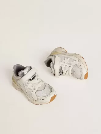 Junior Lightstar i vitt läder och mesh med vit läderstjärna