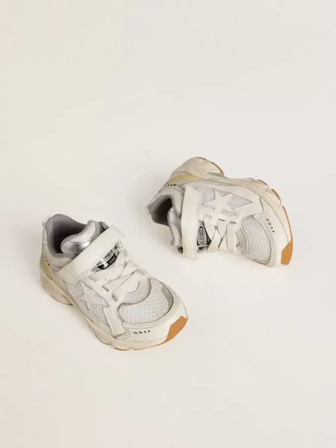 Junior Lightstar i vitt läder och mesh med vit läderstjärna
