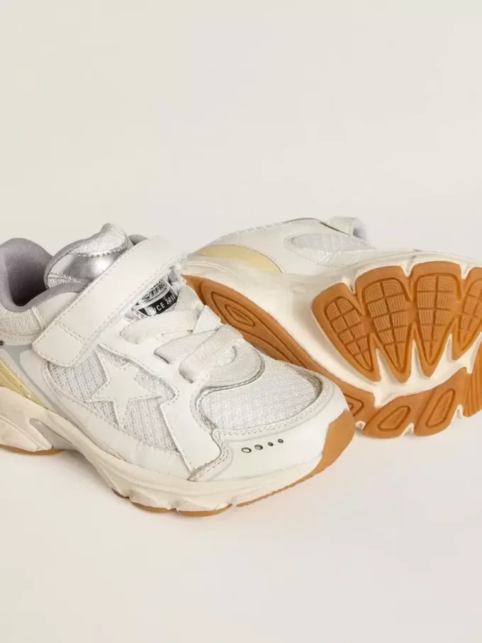 Junior Lightstar i vitt läder och mesh med vit läderstjärna