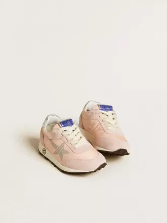 Junior Marathon i rosa nylon med tryckt stjärna och läderflik på hälen