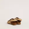 Junior Noa-sandaler i beige raffia och brunt läder