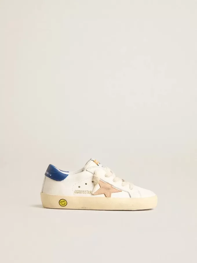Junior Super-Star i nappaläder med beige stjärna och blå hälflik Junior Super-Star i nappaläder med beige stjärna och blå hälflik
