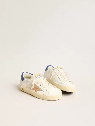 Junior Super-Star i nappaläder med beige stjärna och blå hälflik