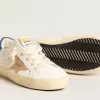 Junior Super-Star i nappaläder med beige stjärna och blå hälflik Junior Super-Star i nappaläder med beige stjärna och blå hälflik
