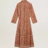 Kaftan för dam i bomullsvoile med heltäckande marinblått tryck Kaftan för dam i bomullsvoile med heltäckande marinblått tryck