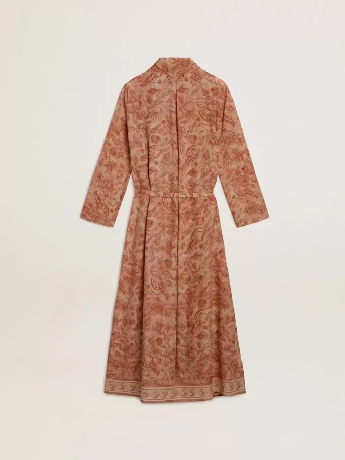 Kaftan för dam i bomullsvoile med heltäckande marinblått tryck Kaftan för dam i bomullsvoile med heltäckande marinblått tryck
