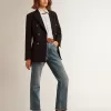 Korta, utsvängda jeans för damer med medium tvätt