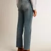 Korta, utsvängda jeans för damer med medium tvätt