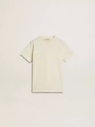Krämefärgad T-shirt för pojkar med upphöjt logo
