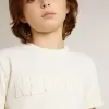 Krämefärgad T-shirt för pojkar med upphöjt logo Krämefärgad T-shirt för pojkar med upphöjt logo