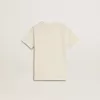 Krämefärgad T-shirt för pojkar med upphöjt logo Krämefärgad T-shirt för pojkar med upphöjt logo
