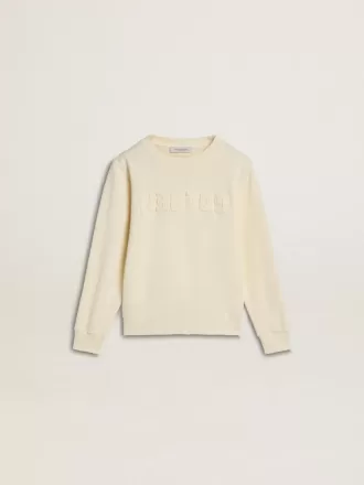 Krämfärgad sweatshirt för flickor med patch-text