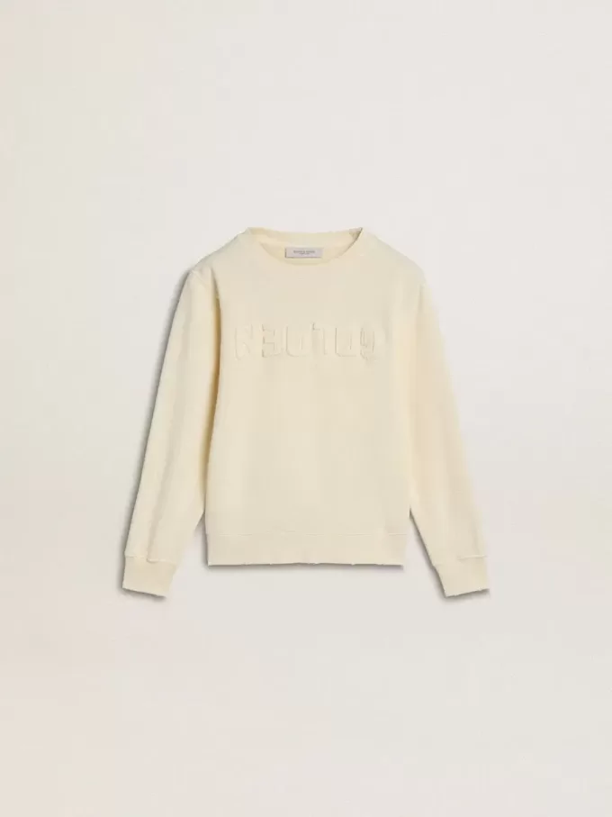 Krämfärgad sweatshirt för flickor med patch-text