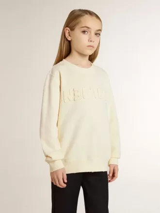 Krämfärgad sweatshirt för flickor med patch-text