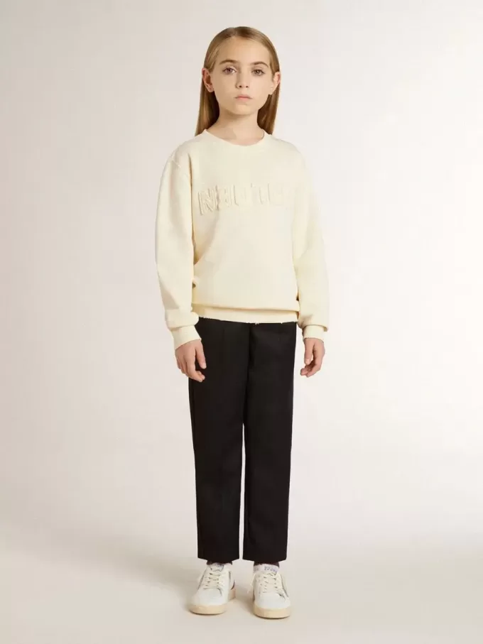 Krämfärgad sweatshirt för flickor med patch-text