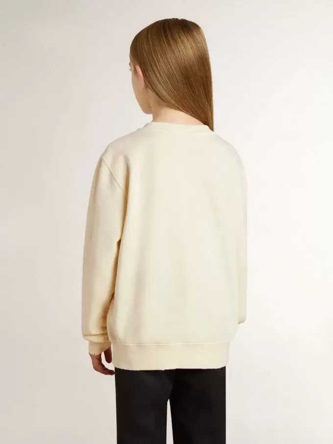 Krämfärgad sweatshirt för flickor med patch-text