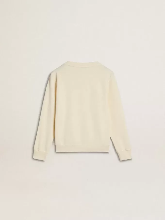 Krämfärgad sweatshirt för flickor med patch-text