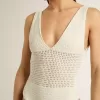 Krokat bodysuit för dam i vit bomull Krokat bodysuit för dam i vit bomull