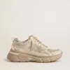 Lightstar för damer i duvgrått läder och mesh med beige TPU-stjärna Lightstar för damer i duvgrått läder och mesh med beige TPU-stjärna
