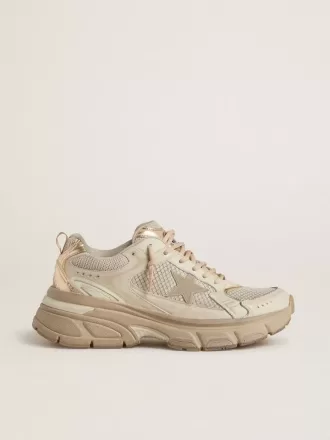 Lightstar för damer i duvgrått läder och mesh med beige TPU-stjärna