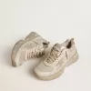 Lightstar för damer i duvgrått läder och mesh med beige TPU-stjärna Lightstar för damer i duvgrått läder och mesh med beige TPU-stjärna