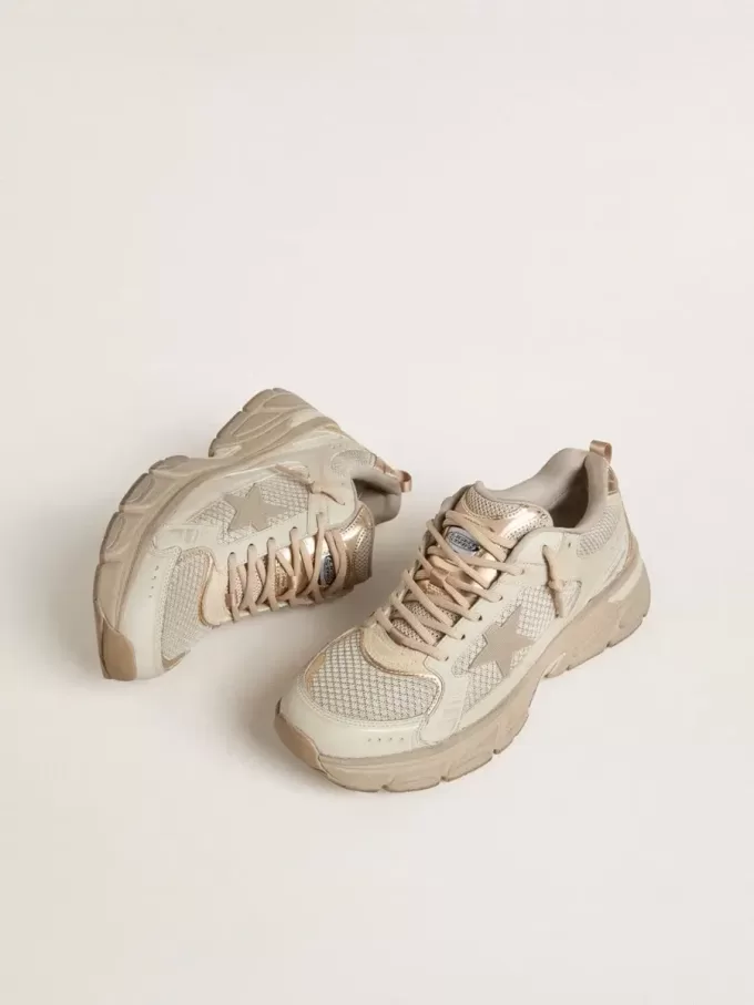 Lightstar för damer i duvgrått läder och mesh med beige TPU-stjärna Lightstar för damer i duvgrått läder och mesh med beige TPU-stjärna
