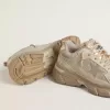 Lightstar för damer i duvgrått läder och mesh med beige TPU-stjärna Lightstar för damer i duvgrått läder och mesh med beige TPU-stjärna