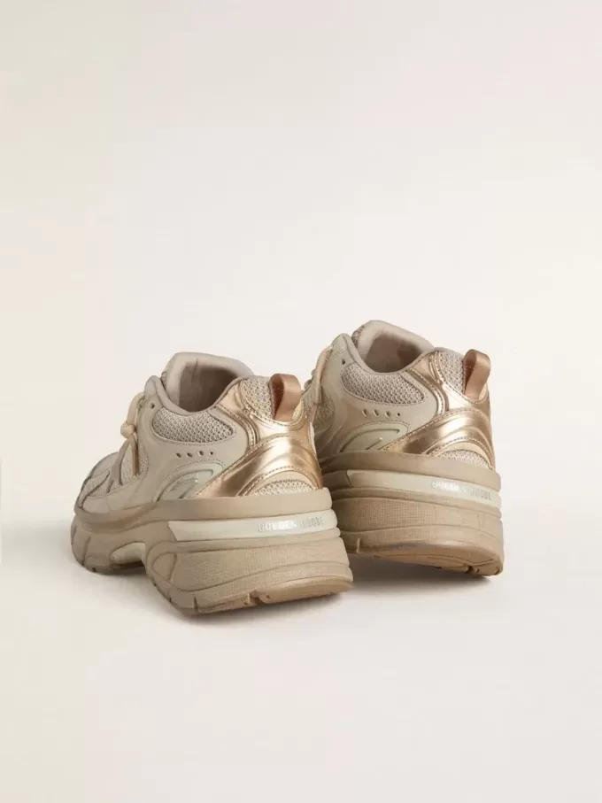 Lightstar för damer i duvgrått läder och mesh med beige TPU-stjärna Lightstar för damer i duvgrått läder och mesh med beige TPU-stjärna