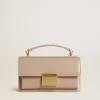 Liten Venezia-väska i beige läder med gulddetaljer Liten Venezia-väska i beige läder med gulddetaljer